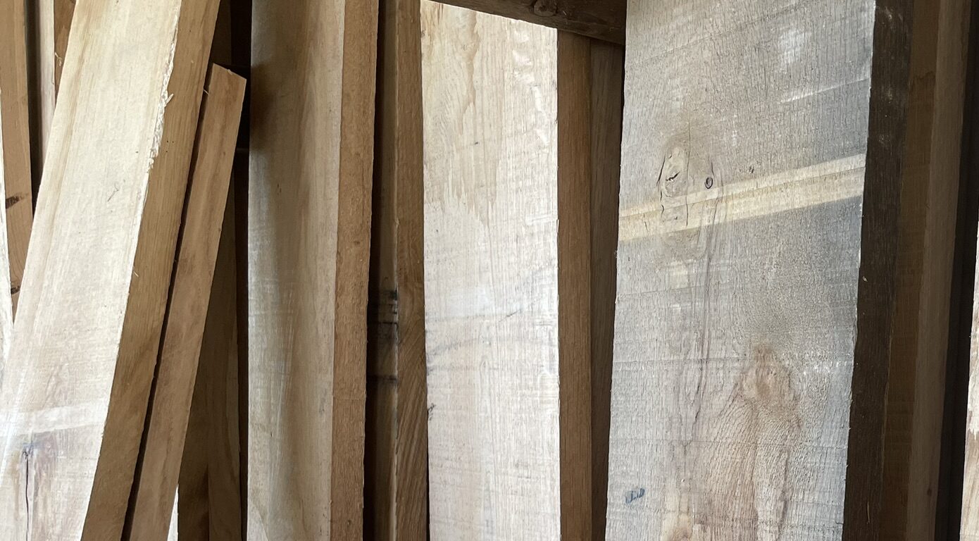 Raw Oak stock in our stock room